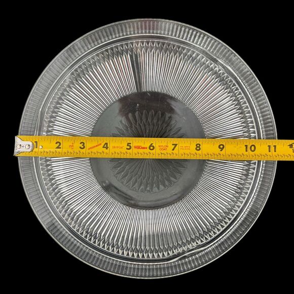 Jeanette Anniversary Footed Cake Plate Clear Depression Glass 1940s Vintage - Picture 3 of 3